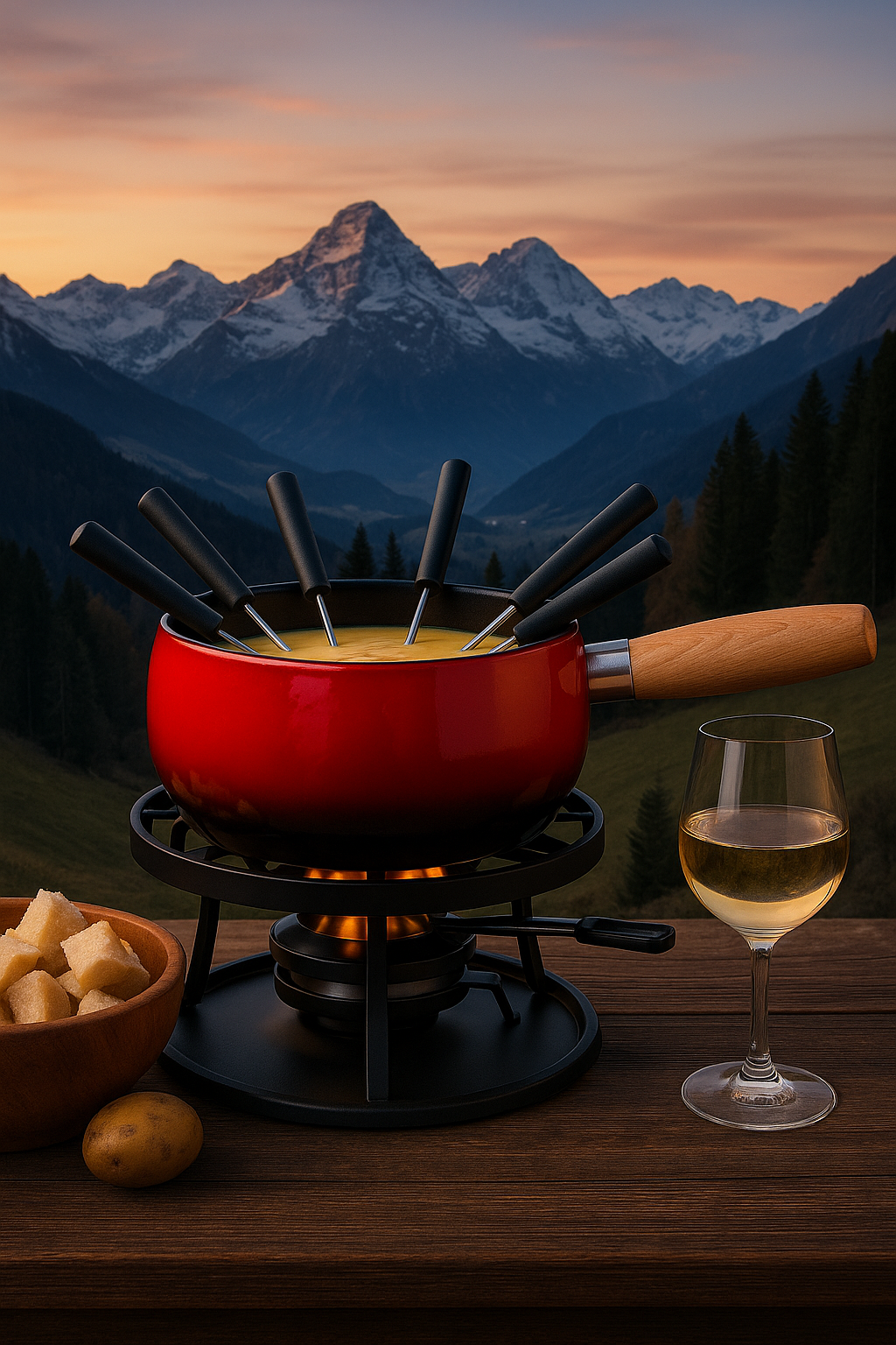 Kaasfondue Set Bombata Rood – 22 cm | Zwitsers Design
