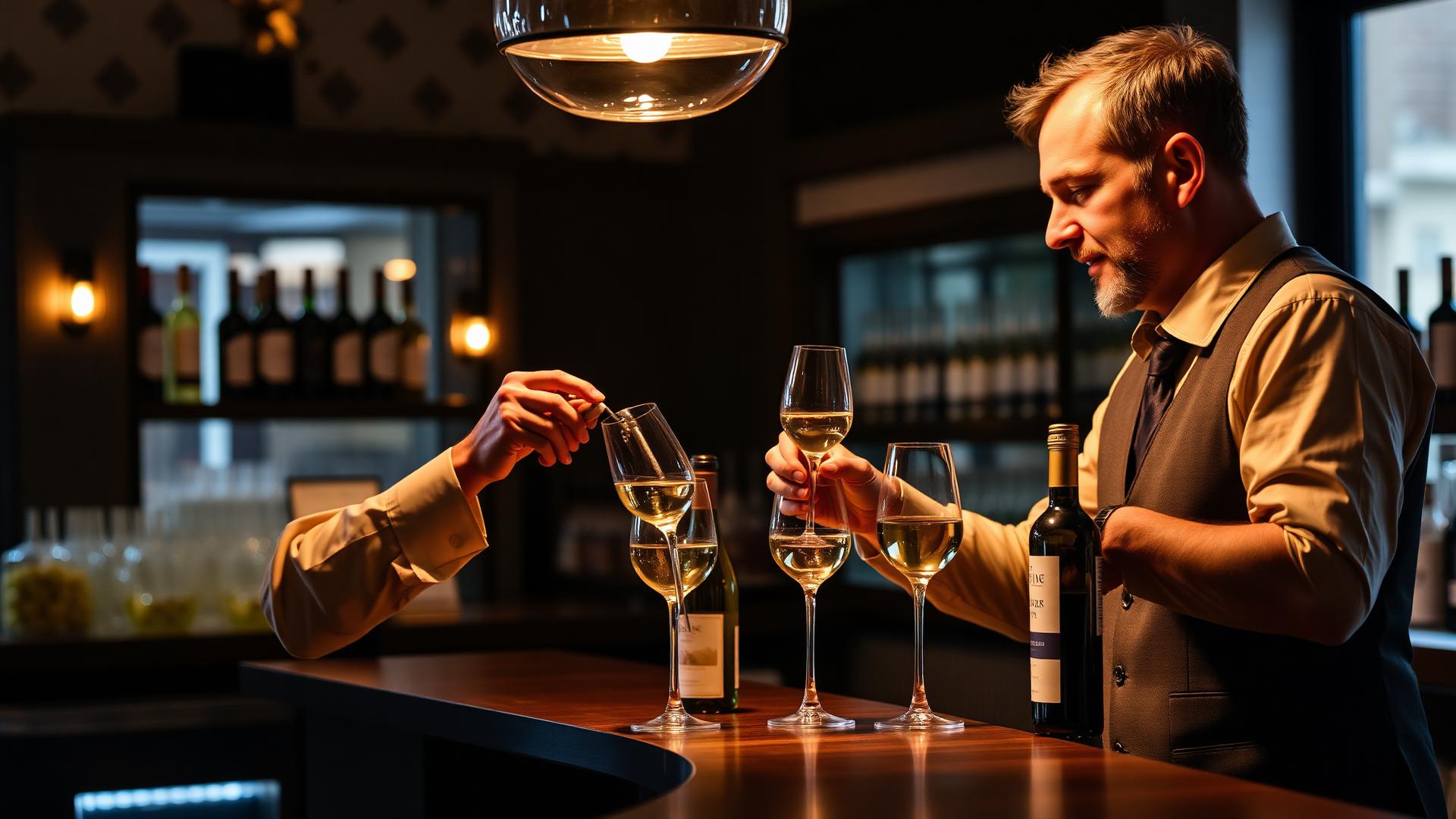 Proeverij van Zwitserse wijnen aan de bar