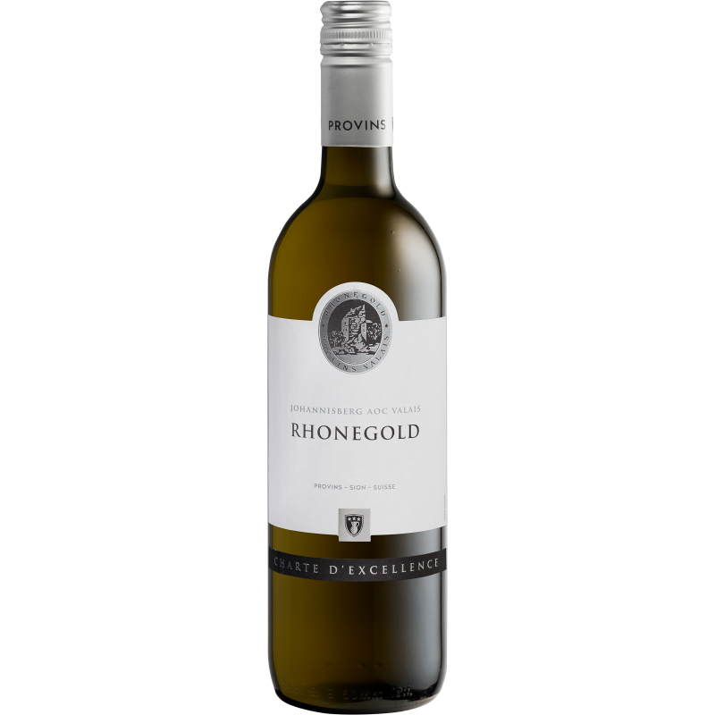 Fles Johannisberg Rhônegold, Zwitserse witte wijn uit Valais